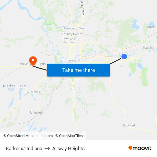 Barker @ Indiana to Airway Heights map