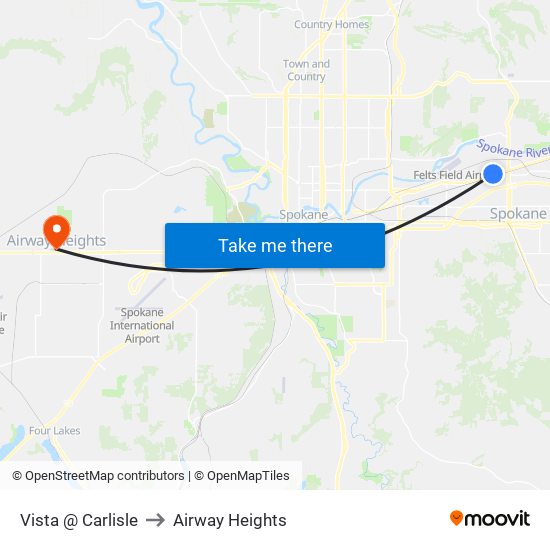 Vista @ Carlisle to Airway Heights map