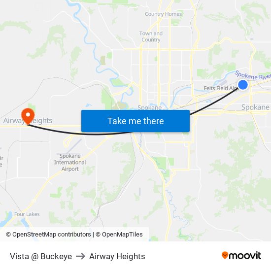 Vista @ Buckeye to Airway Heights map