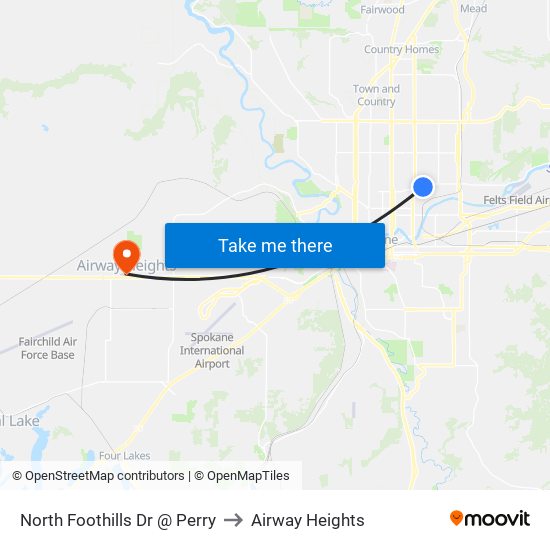 North Foothills Dr @ Perry to Airway Heights map