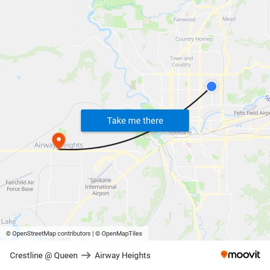 Crestline @ Queen to Airway Heights map