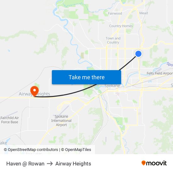 Haven @ Rowan to Airway Heights map