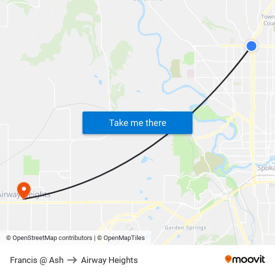 Francis @ Ash to Airway Heights map