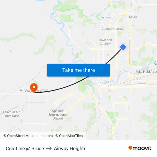 Crestline @ Bruce to Airway Heights map