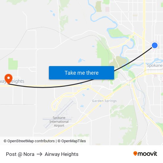 Post @ Nora to Airway Heights map