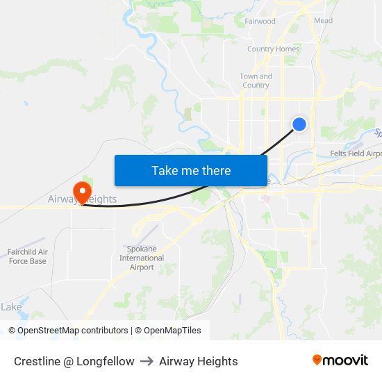 Crestline @ Longfellow to Airway Heights map