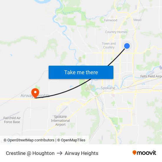 Crestline @ Houghton to Airway Heights map