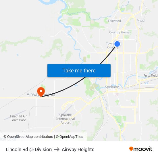 Lincoln Rd @ Division to Airway Heights map