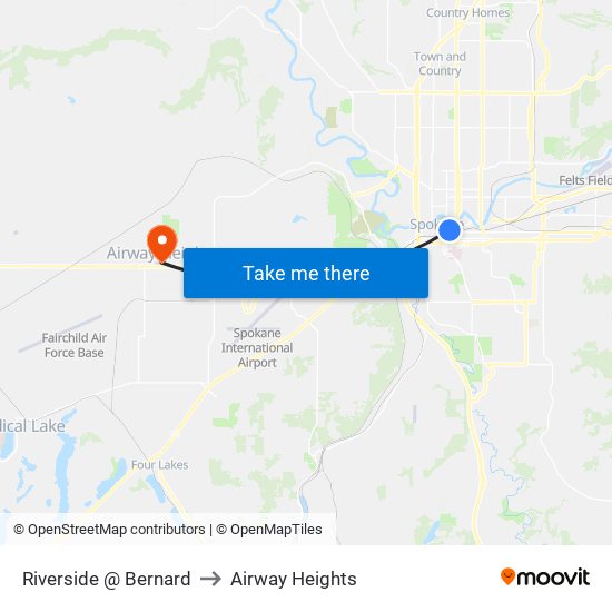 Riverside @ Bernard to Airway Heights map