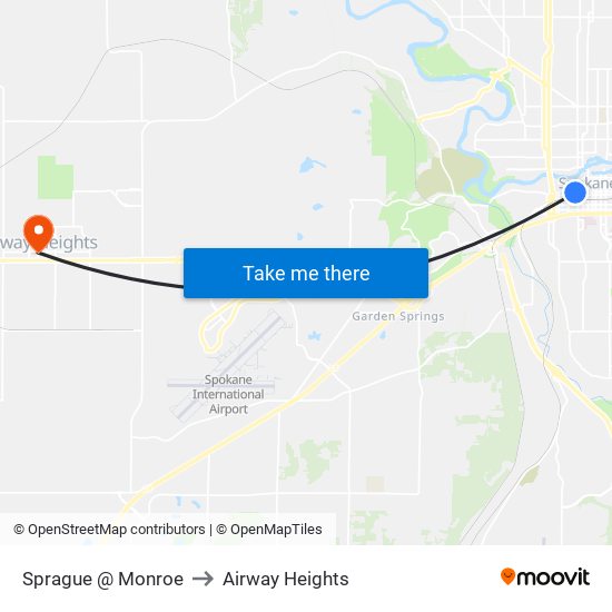 Sprague @ Monroe to Airway Heights map