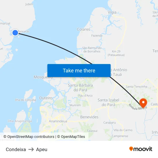 Condeixa to Apeu map