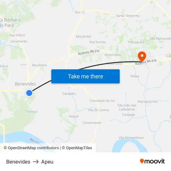 Benevides to Apeu map