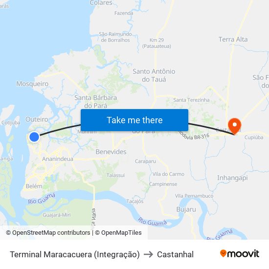 Terminal Maracacuera (Integração) to Castanhal map