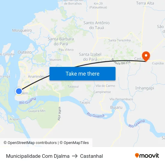 Municipalidade Com Djalma to Castanhal map