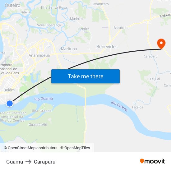 Guama to Caraparu map