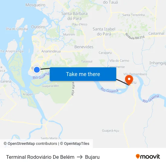 Terminal Rodoviário De Belém to Bujaru map