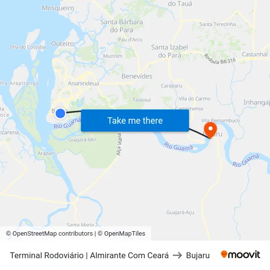 Terminal Rodoviário | Almirante Com Ceará to Bujaru map