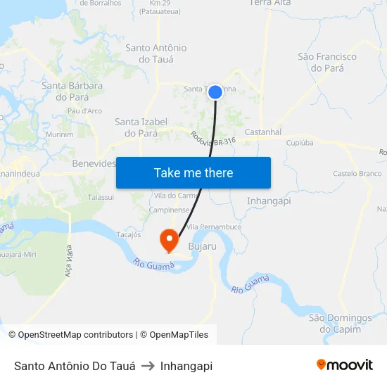 Santo Antônio Do Tauá to Inhangapi map