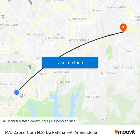 P.A. Cabral Com N.S. De Fátima to Ananindeua map