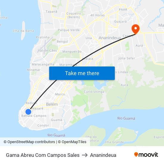 Gama Abreu Com Campos Sales to Ananindeua map