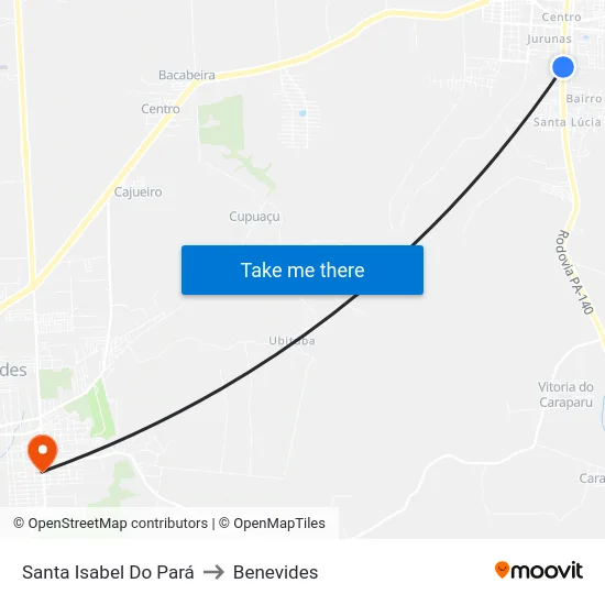 Santa Isabel Do Pará to Benevides map