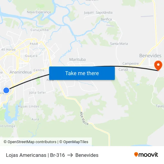 Lojas Americanas | Br-316 to Benevides map