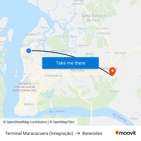 Terminal Maracacuera (Integração) to Benevides map