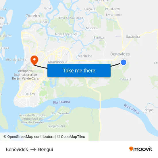 Benevides to Bengui map