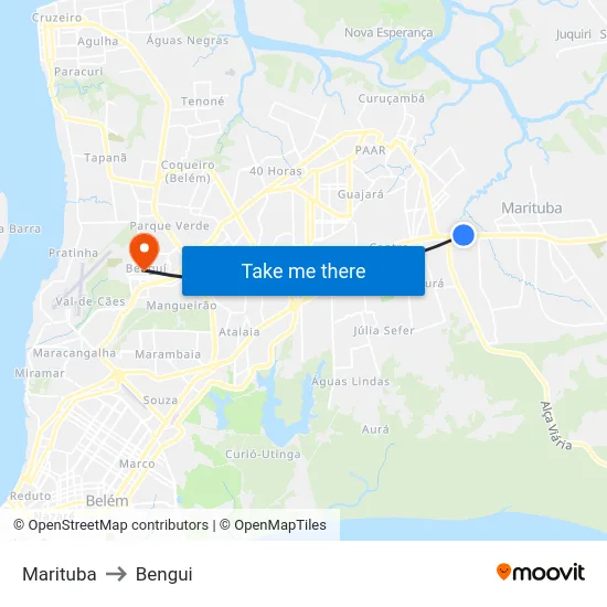 Marituba to Bengui map