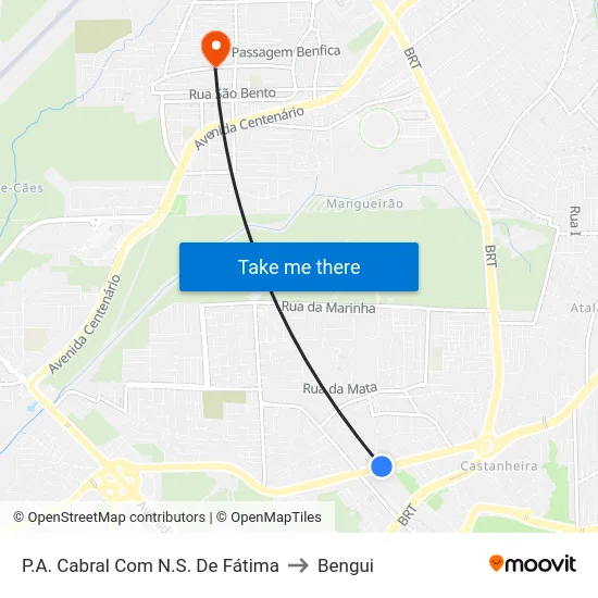 P.A. Cabral Com N.S. De Fátima to Bengui map