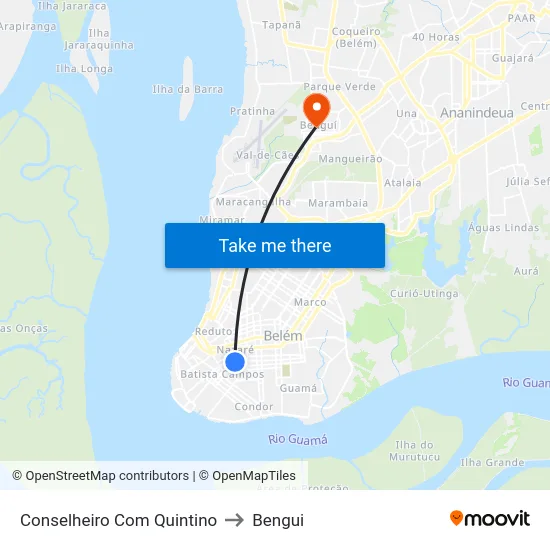 Conselheiro Com Quintino to Bengui map