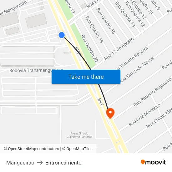 Mangueirão to Entroncamento map