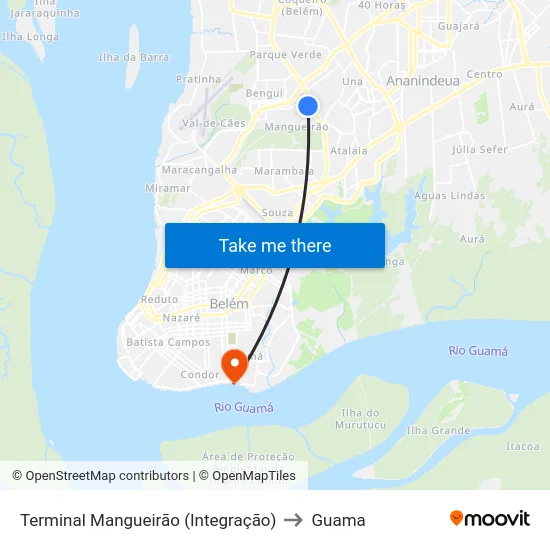 Terminal Mangueirão (Integração) to Guama map