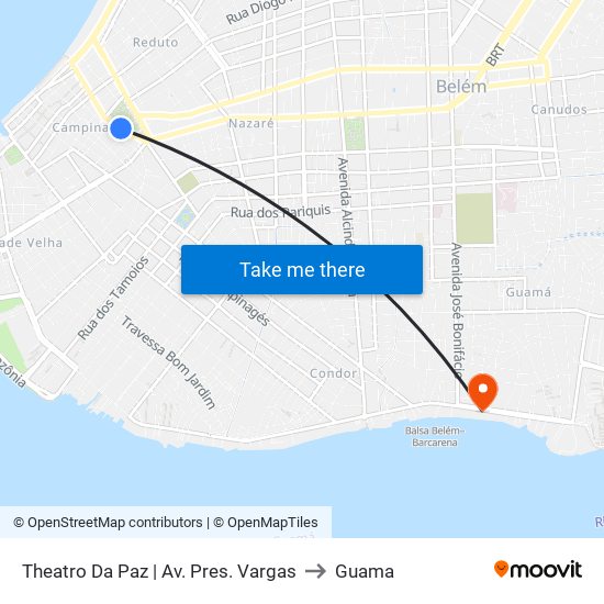 Theatro Da Paz | Av. Pres. Vargas to Guama map