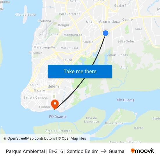 Parque Ambiental | Br-316 | Sentido Belém to Guama map