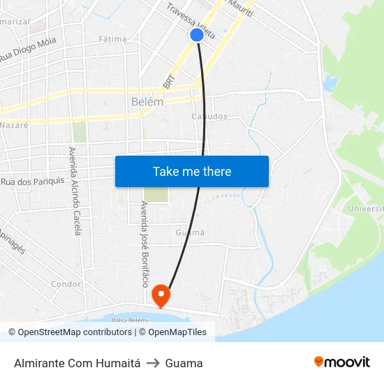 Almirante Com Humaitá to Guama map