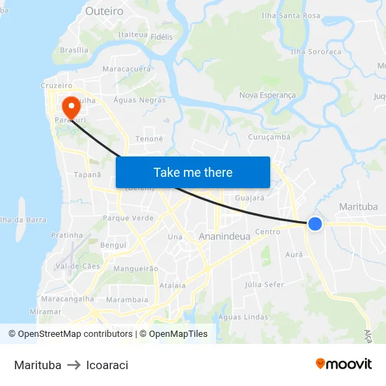 Marituba to Icoaraci map