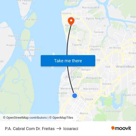 P.A. Cabral Com Dr. Freitas to Icoaraci map