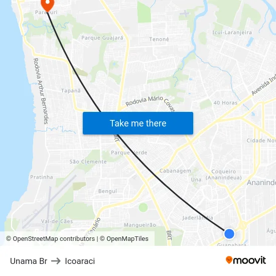 Unama Br to Icoaraci map