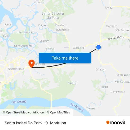 Santa Isabel Do Pará to Marituba map