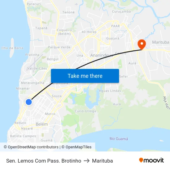 Sen. Lemos Com Pass. Brotinho to Marituba map