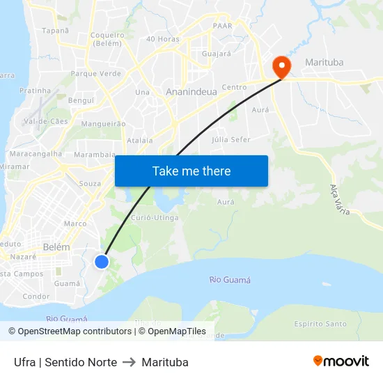 Ufra | Sentido Norte to Marituba map