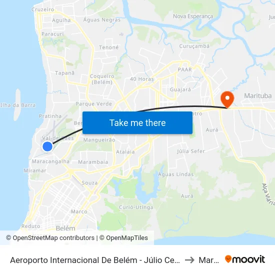 Aeroporto Internacional De Belém - Júlio Cezar Ribeiro (Val-De-Cans) to Marituba map