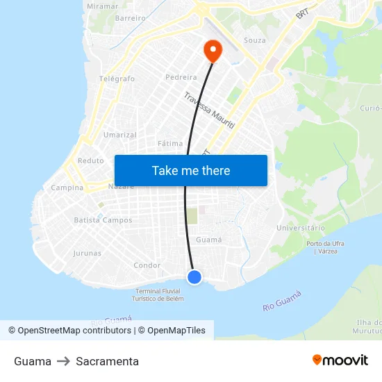 Guama to Sacramenta map