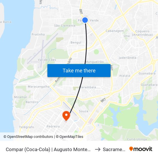 Compar (Coca-Cola) | Augusto Montenegro to Sacramenta map