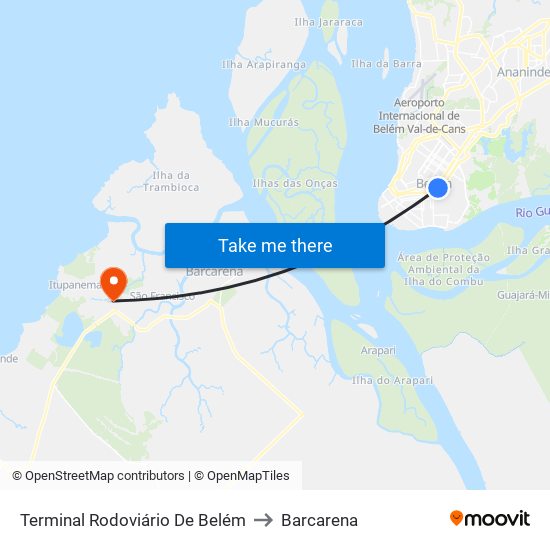 Terminal Rodoviário De Belém to Barcarena map