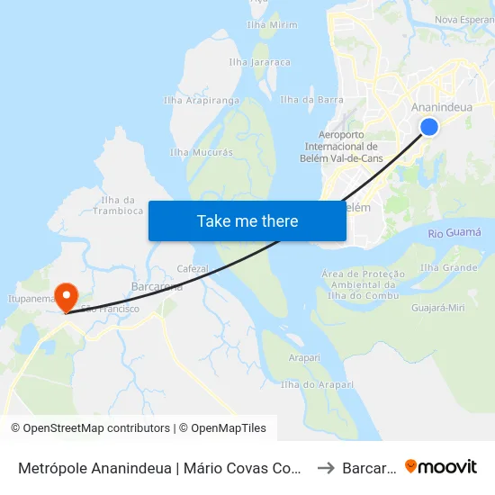Metrópole Ananindeua | Mário Covas Com Pau D'Arco to Barcarena map