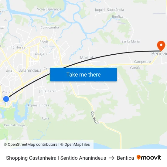 Shopping Castanheira | Sentido Ananindeua to Benfica map