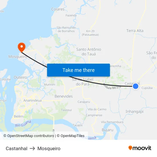 Castanhal to Mosqueiro map