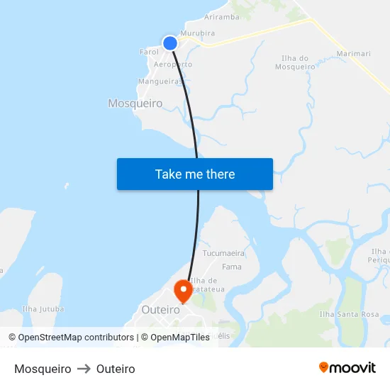 Mosqueiro to Outeiro map